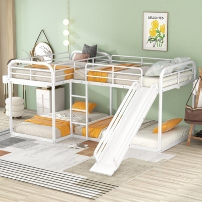 Levick L Shape Twin Over Twin and Full Over Full Quad Bunk Bed