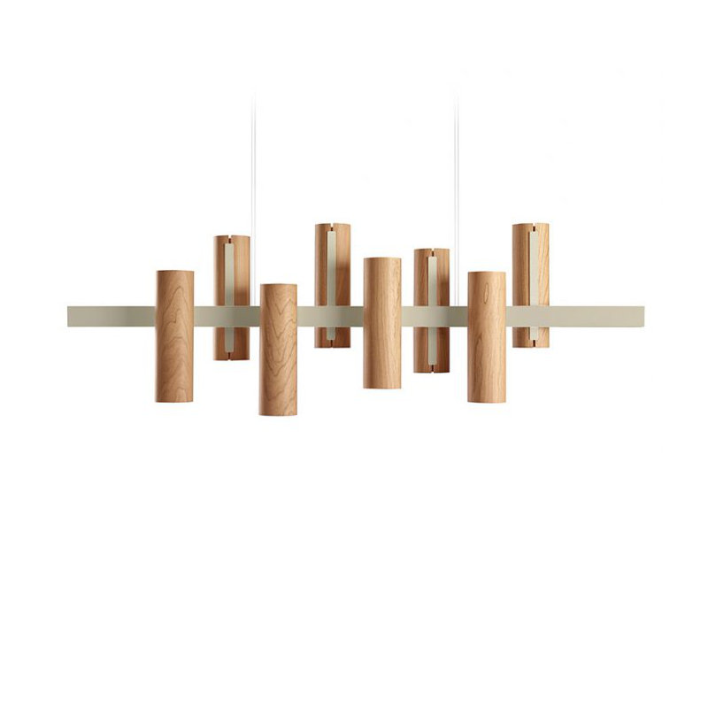 Black Note 8 - Light LED Pendant, Matte Black, Natural Cherry, 2700K Bulb Temperature
