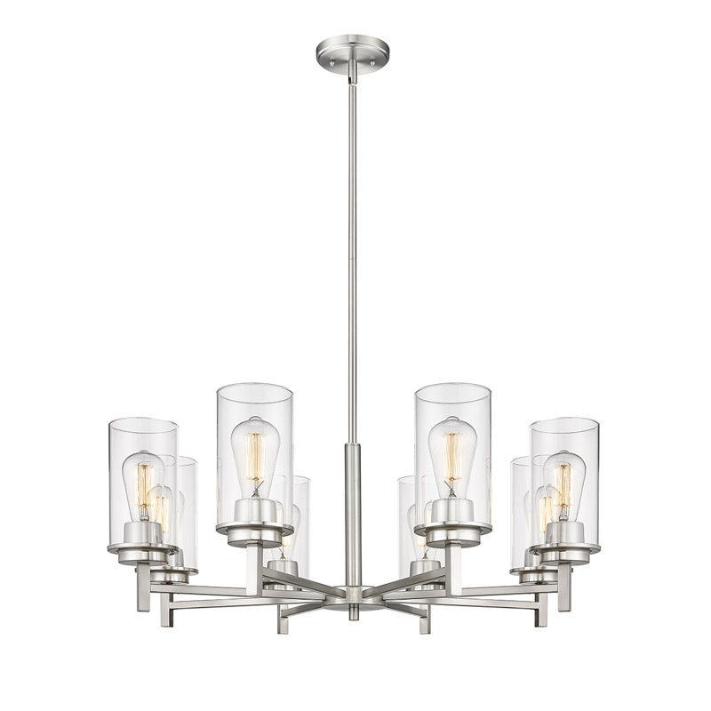 8 - Light Dimmable Classic / Traditional Chandelier, Brushed Nickel