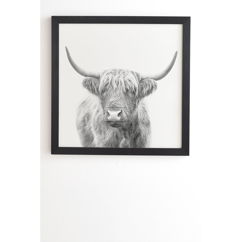« Highland Bull », reproduction photographique imprimée, H 20 po x l 20 po x P 2 po, Armature en bambou, Pas de tapis