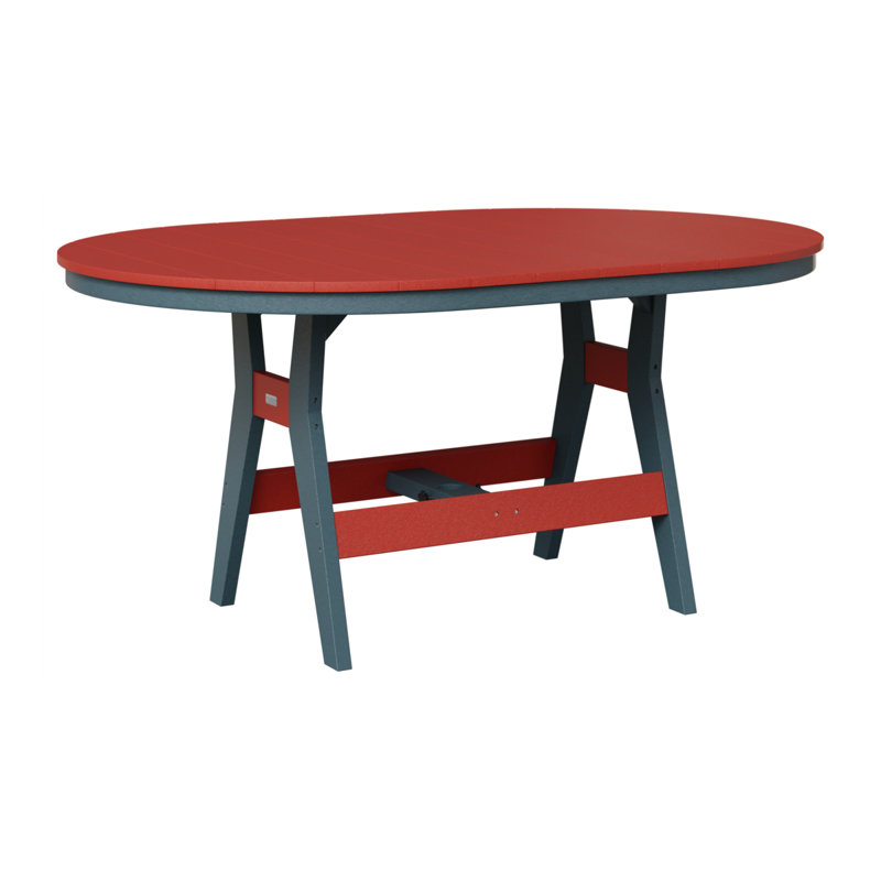 Harbor Outdoor Oval Dining Table, Slate, Scarlet Red