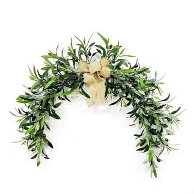  24 Inch Artificial Teardrop Shaped Olive Pendant Front Door Wedding Arch Wall Decoration Wall Decoration Wall Mounted Green Floral Wreath