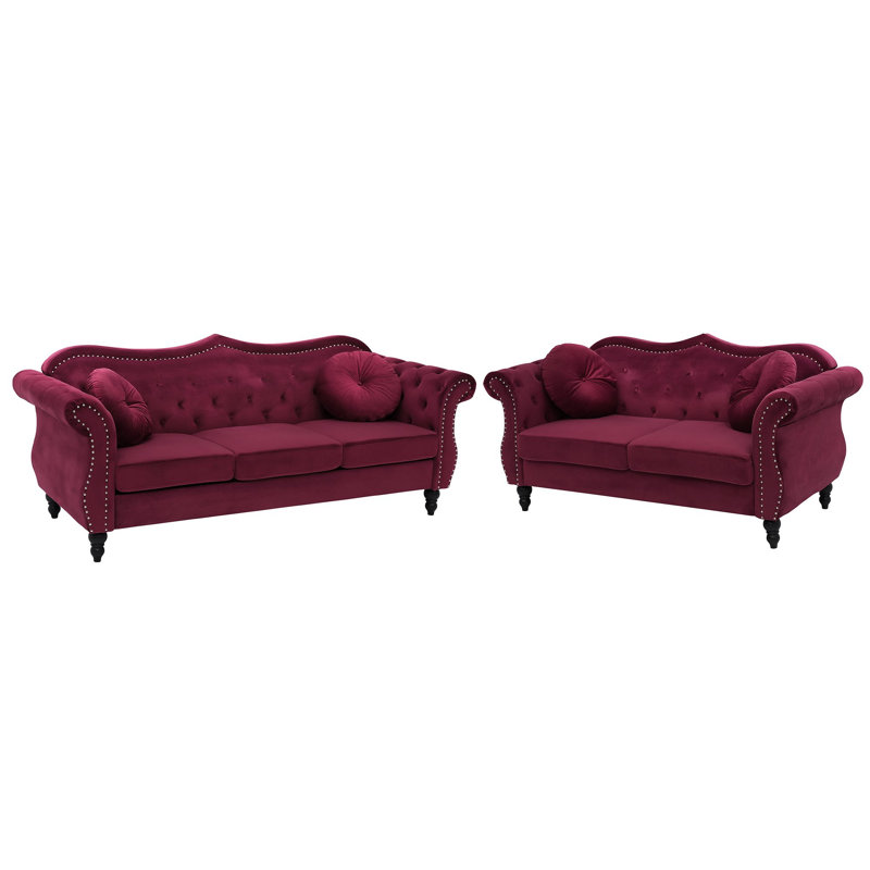 2 - Piece Velvet Living Room Set, Maroon