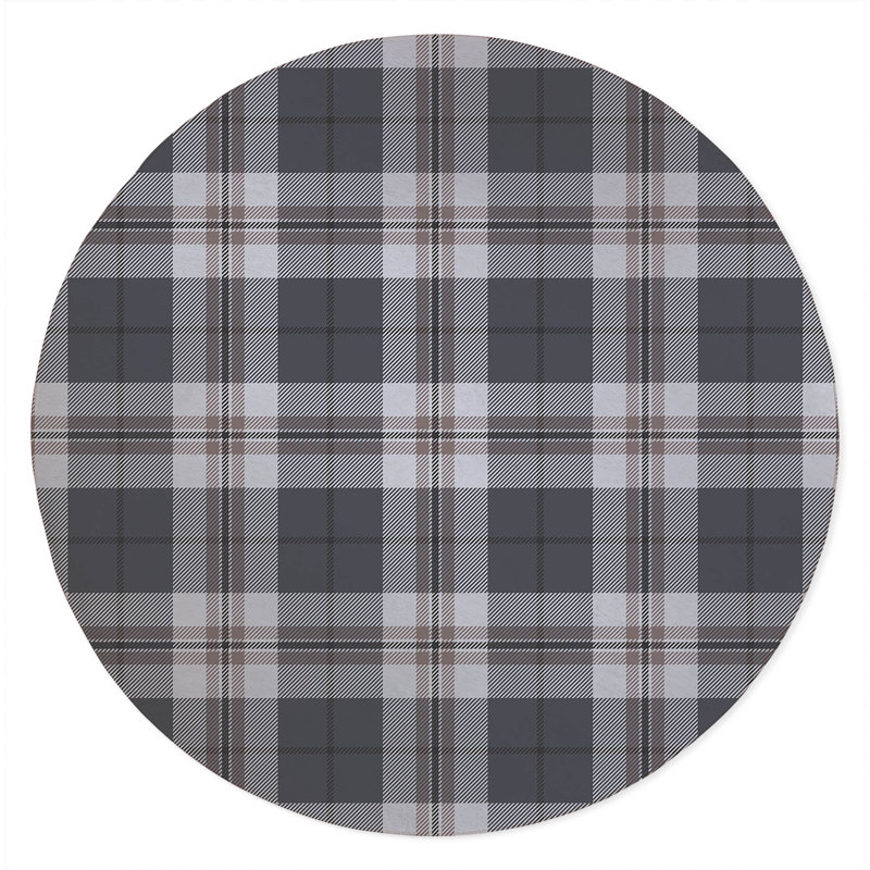 Tartan Block Non-Slip Outdoor Rug, Round 5'