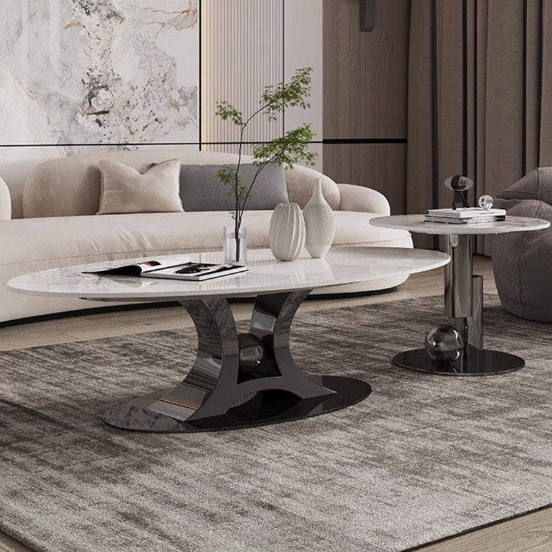 Table basse en acier fritté, H 16,93 po x L 51,18 po x l 27,56 po, Noir