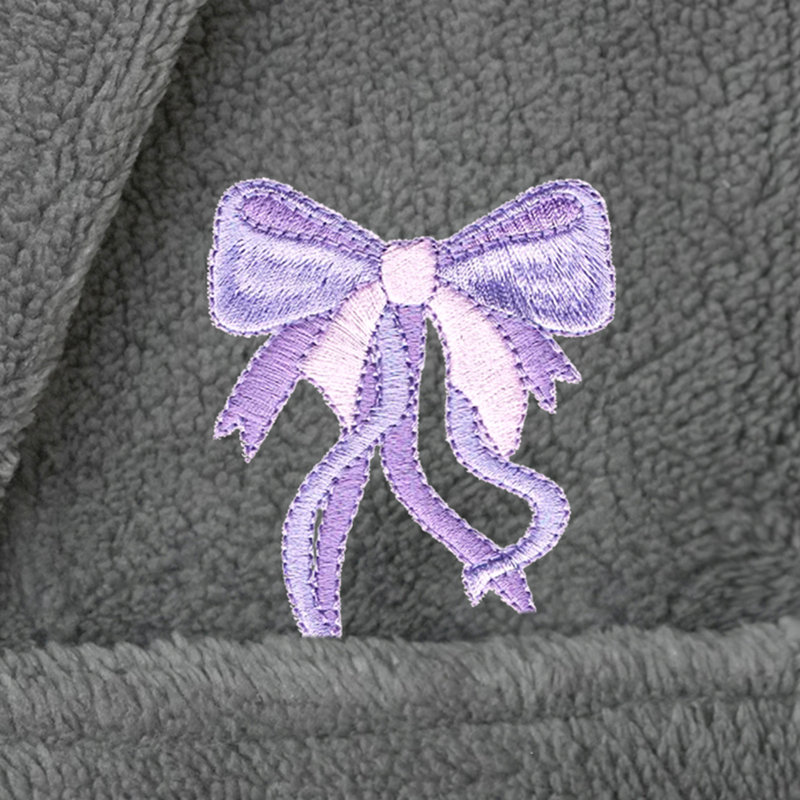  Peignoir en molleton mi-mollet avec poches et capuche, L, Gris / bleu