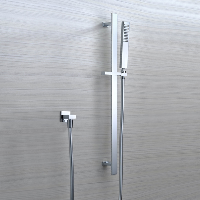 Système de douche moderne Sumerain avec douche de pluie carrée de 8 pouces, système de douche mural à poignée simple avec valve à pression équilibrée et douche à main, chrome