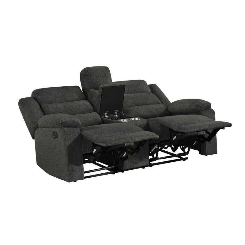 Causeuse double inclinable avec console, gris foncé, Gris foncé