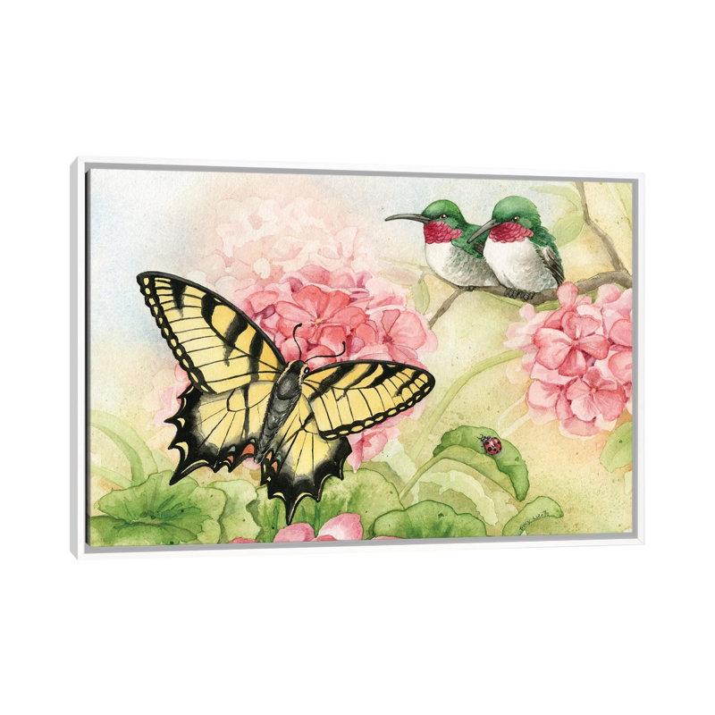 «Hummingbird Garden I» par Tracy Lizotte - reproduction d'art, H 40 po x l 60 po x 1,5 po, Toile blanche encadrée, Aucun mat