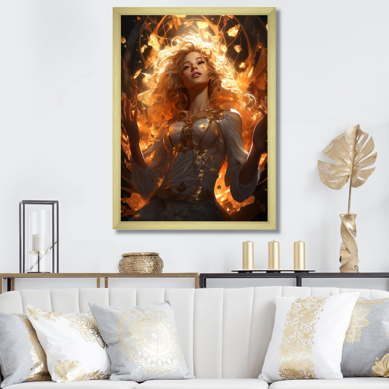 " Powerful Superhero I ", 32" H x 16" W x 1" D, Gold Single Picture Framed