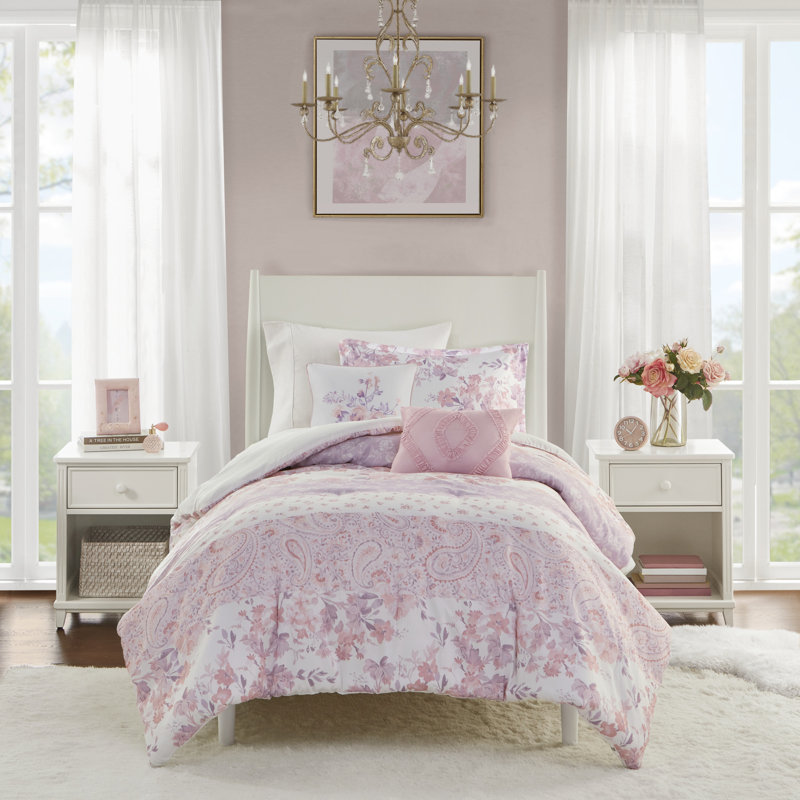Ensemble de literie à motif floral rétro, polyester confortable, lit simple romantique