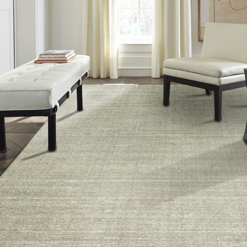 Tapis gris en laine tissé à la main Pedri, Rectangle 9 pi 6 po x 13 pi