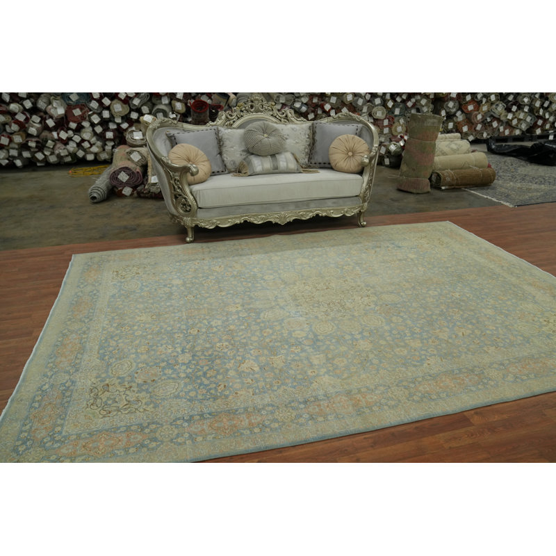 Tapis bleu antique antique 8 x 12