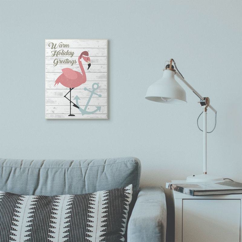 «Warm Holiday Greetings», peinture, Plaque en bois, H 19 po x l 13 po