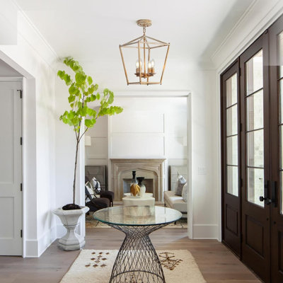 Luminaire suspendu moderne à 4 lumières avec chaîne réglable pour îlot de cuisine, salle à manger, vestibule, escalier et escalier