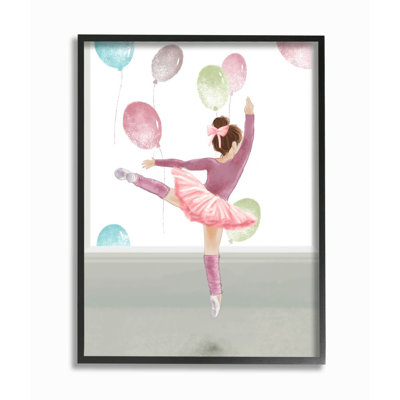 Petite ballerine sauteuse, ballons roses de Daphne Polselli - impression d'art graphique