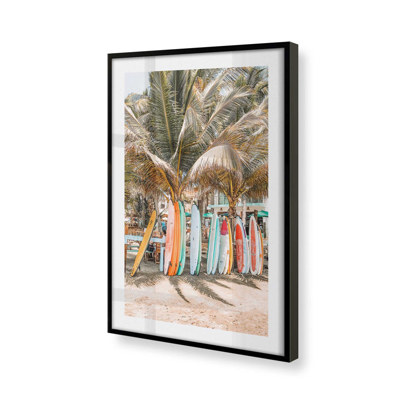 Imprimé Surf's Paradise, H 21 po x l 17 po x P 1,25 po, Cadre noir satiné