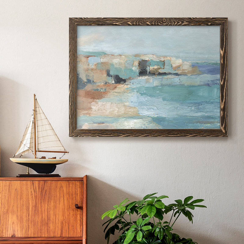 Turquoise Cliff Wall I, reproduction d'art sur toile, Noyer, H 22 po x l 32 po x P 1,5 po
