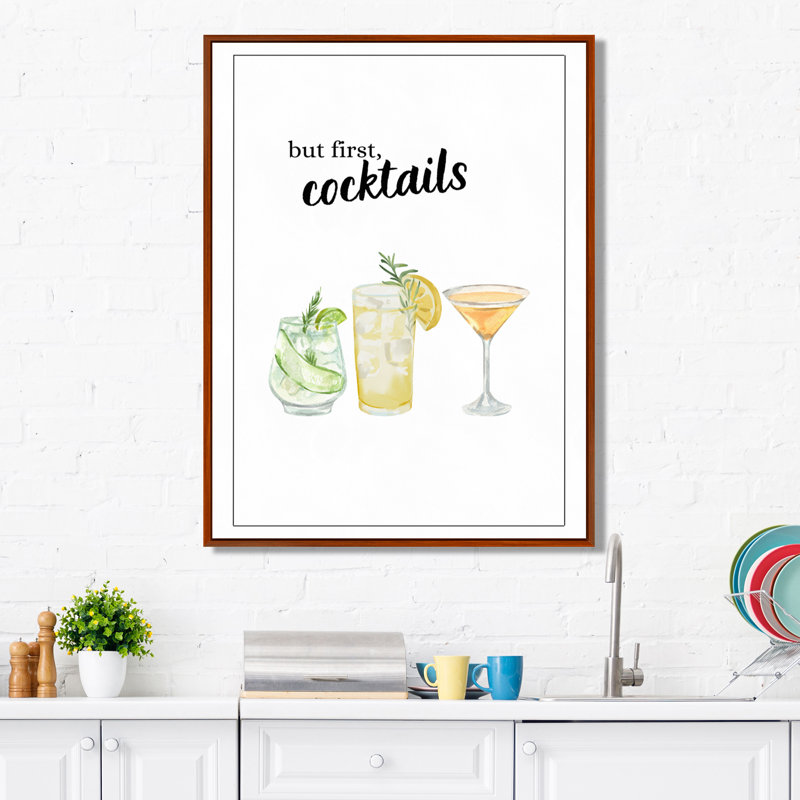But but, cocktails - salon d'art mural, Cadre flottant brun, H 40 po x l 30 po