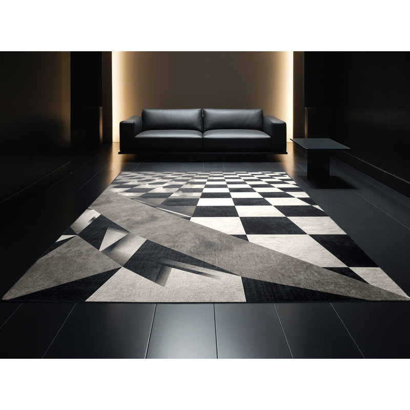 Tapis à motifs géométriques lavables à la machine Art Deco, 3 X 5