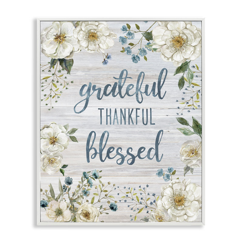 Art floral, estampe numérique de gratitude encadrée par Carol Robinson, Giclée encadrée blanc bord de mer, H 20 po x l 16 po