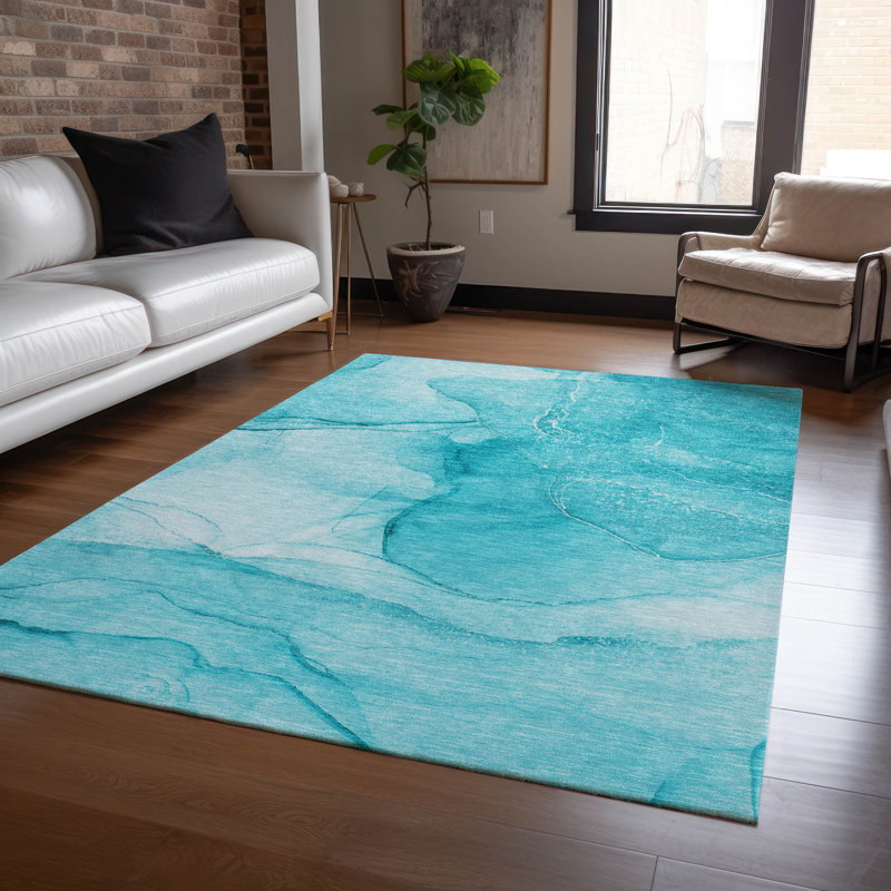 Kyrie Washable Abstract Indoor / Outdoor Rug, Rectangle 3' x 5'