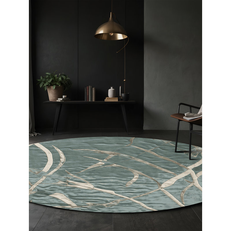 Tapis gris lavable à la machine, Rond 8 pi