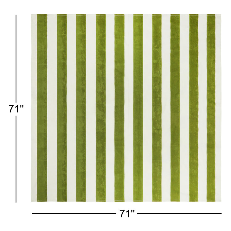 St. Tropez Handmade Striped Tablecloth, 71" Square, Vert