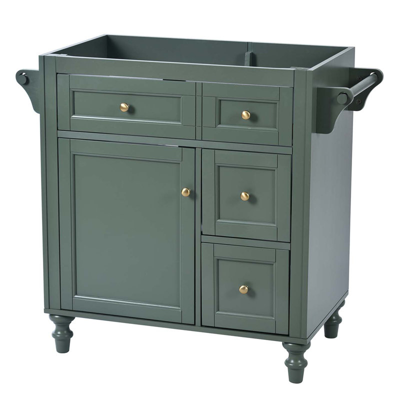 Bathroom Storage Cabinet With 2 Drawers And A Tip-Out Drawer, Accent Cabinet, Green