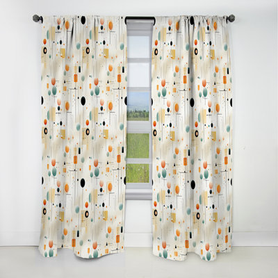 Minimalism Beige Ferns Pattern - Abstract Curtain - Velvet Blackout Geometric Curtain - 1 Panels