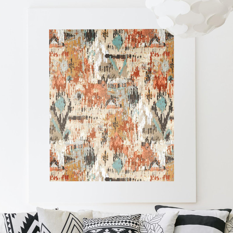 Emmaline Aztec 20.5' L x 16.5" W Peel and Stick Wallpaper Roll, Orange