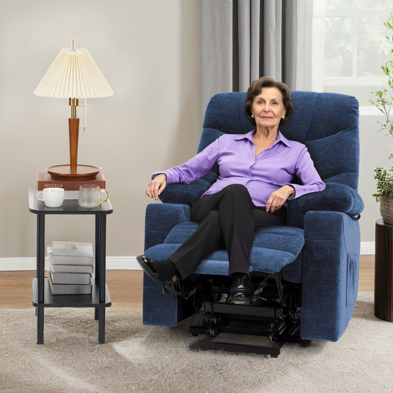 19.7" Seat Wide Small Power Lift Recliner Chair with Extended Footrest & USB and Type-C Charge Ports, Navy