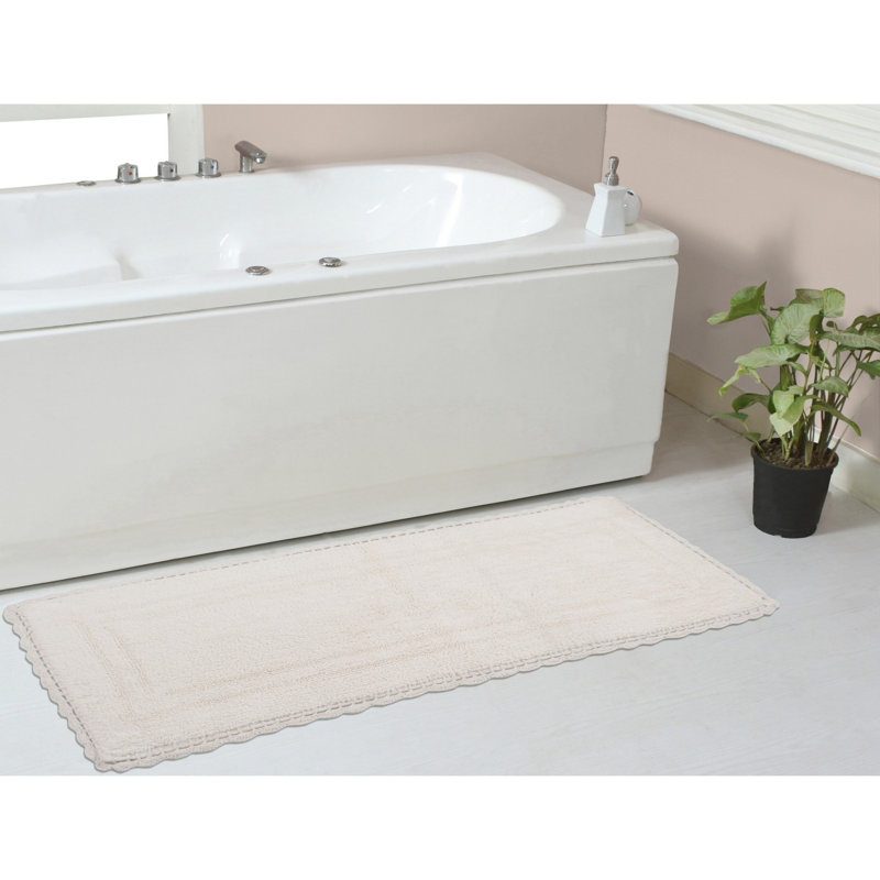 Tapis de bain réversible décontracté 100% coton Casual Elegance Bathmat, l 21 po x L 54 po, Ivoire