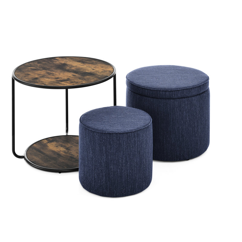 Table multifonctionnelle bleu foncé avec rangement et bureau de salon flexible et fonctionnel, Lin bleu foncé