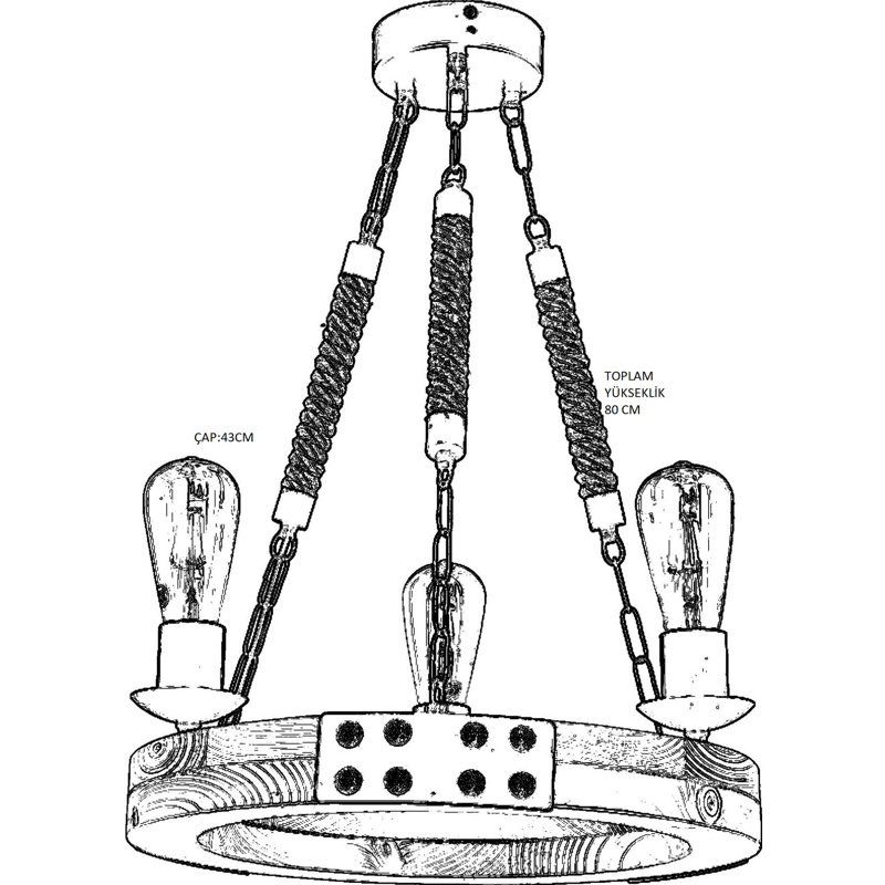 Messer 3 - Light Bulb Pendant, Oak