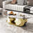 49.2 Inches Oval Faux Marble Coffee Table For Living Room With Stainless Steel Base, Makeup Vanity-2020492000