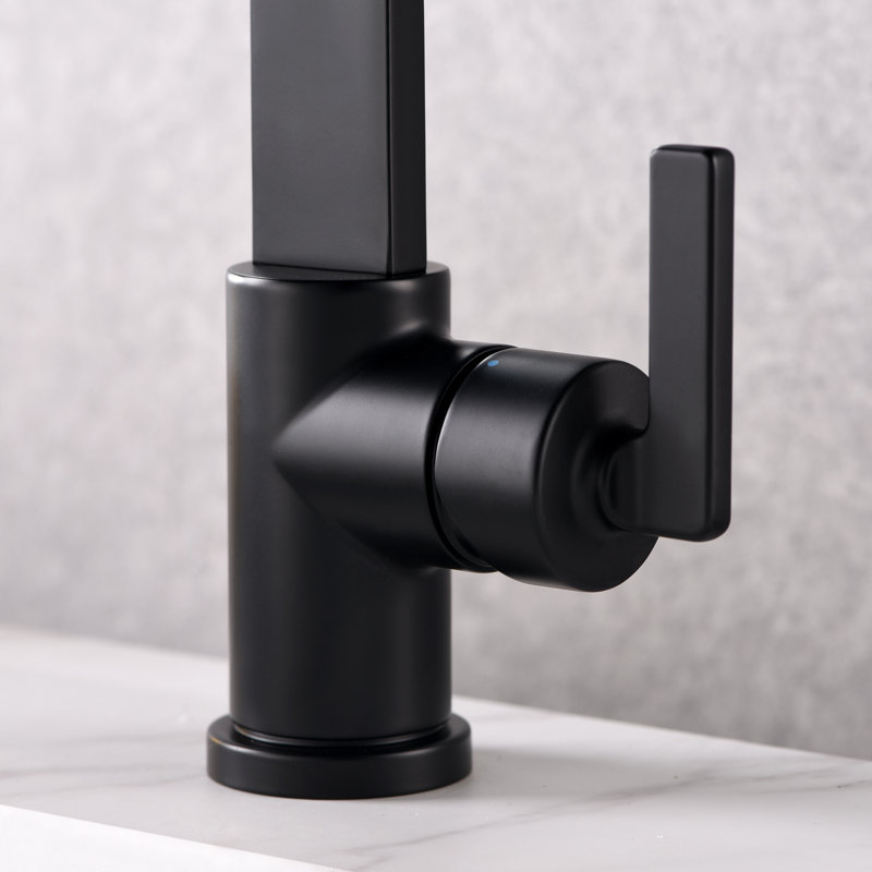Robinet de salle de bains monotrou avec ensemble de drainage, Noir mat