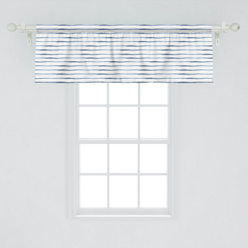 Cantonnière Ambesonne Harbor Stripe - paquet de 2 abstrait océan - bleu ardoise pâle / blanc, L 54 po x L 18 po