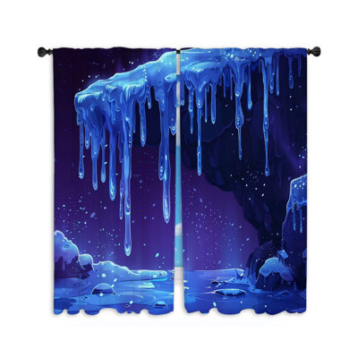 Cave Icicles Natural Room Darkening Curtain Pair