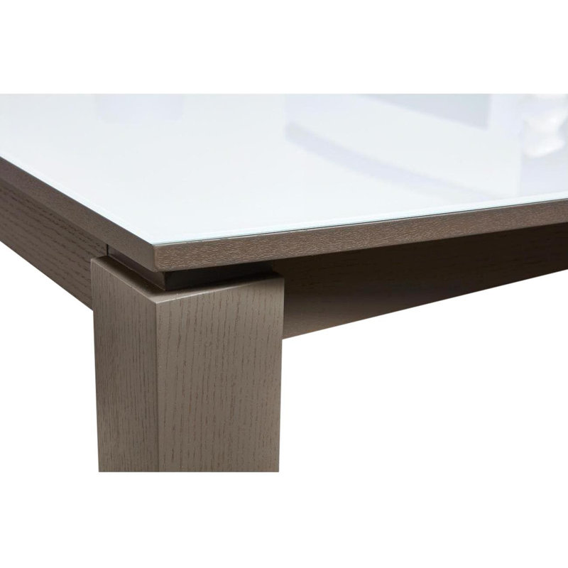 Marcellus Extendable Glass Top Solid Wood Base Dining Table