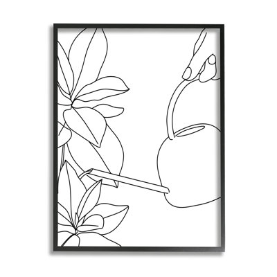 Arrosoir et fleurs printanières - Dessin