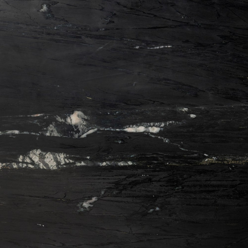 Scout Bar Table, Polished Black Marble/Worn Black Mango, 36”H x 70”L x 26”W