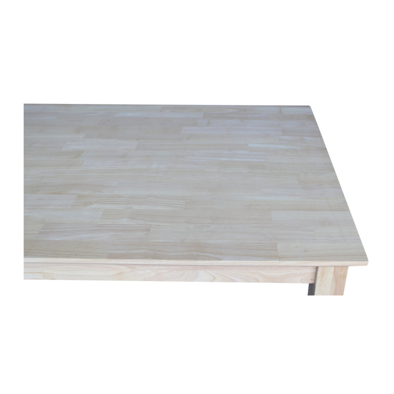 Rubberwood Rectangular Solid Wood Top with Solid Wood Base Dining Table