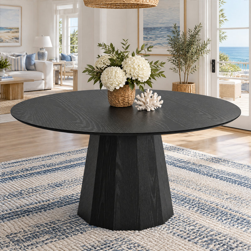 Table de salle à manger en bois massif, H 30 po x L 46 po x l 46 po, Noir, noir, noir, noir