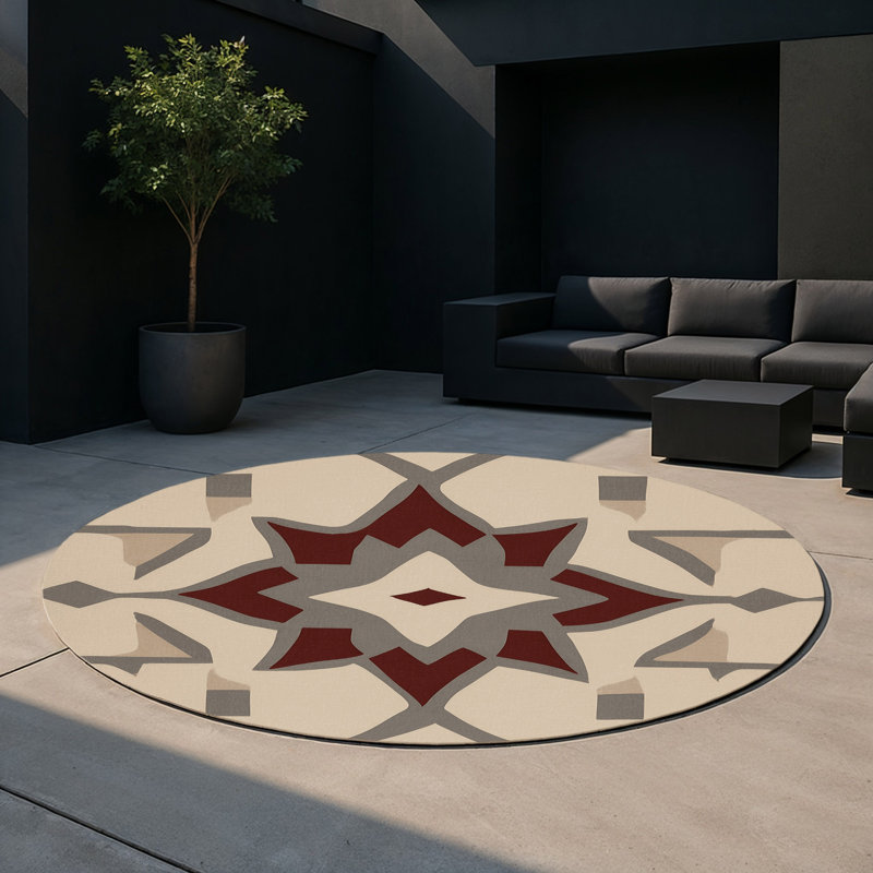 Prismatic Array Indoor And Outdoor Area Rug, Round 5'