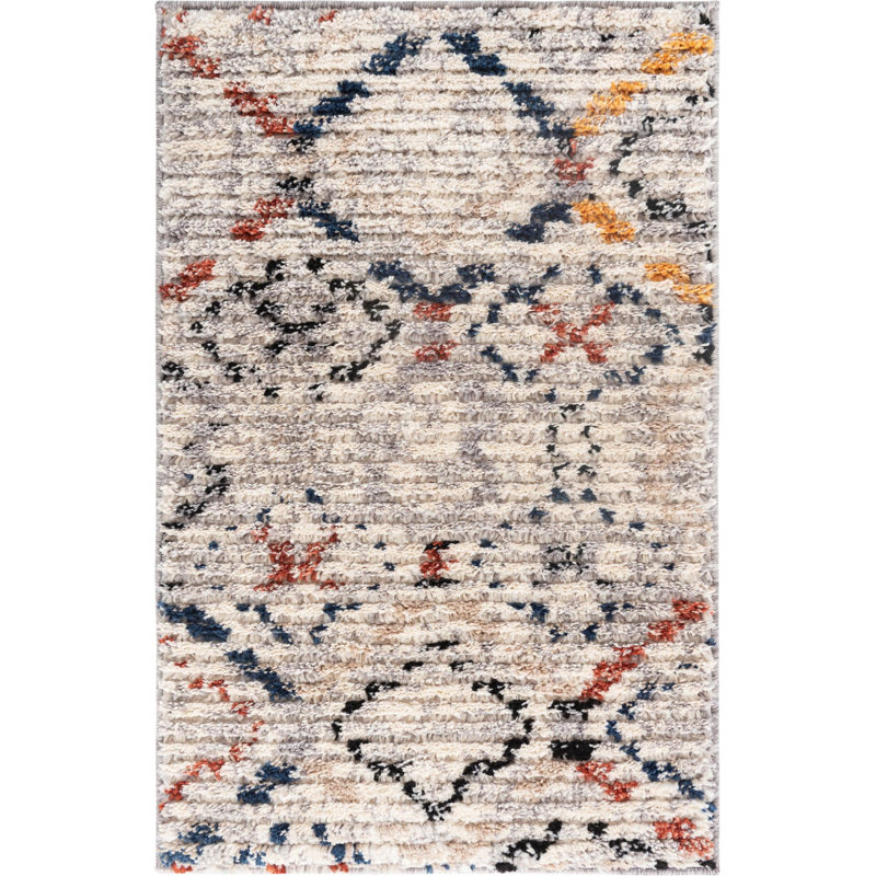 Tapis beige à motif géométrique Tucson, Rectangle 2 pi x 3 pi