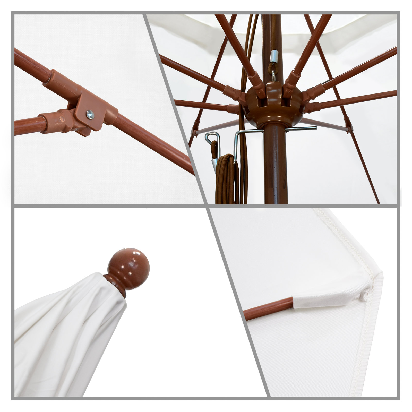 Ambroise 11' Umbrella, White - Olefin