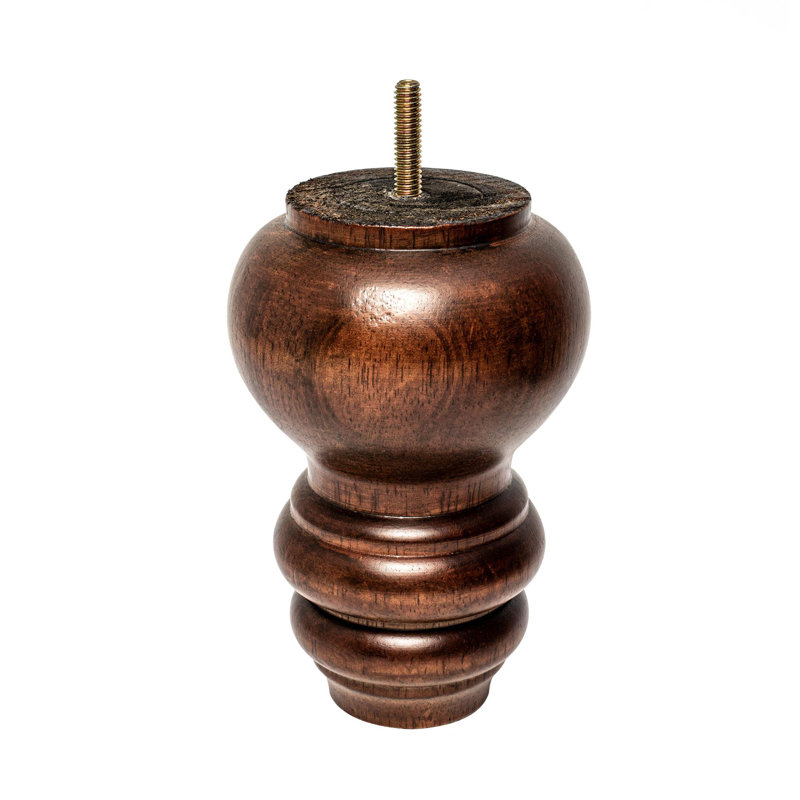 6 Inch Stained Cherry Rubberwood Bun Foot Leg