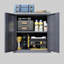 Rangement mural flottant gris en acier pour garage, H 14,18 po, armoire avec porte, pour sous-sols, cuisines et entrepôts, tablettes flexibles, technologie de mouvement à charnière à ouverture en douceur