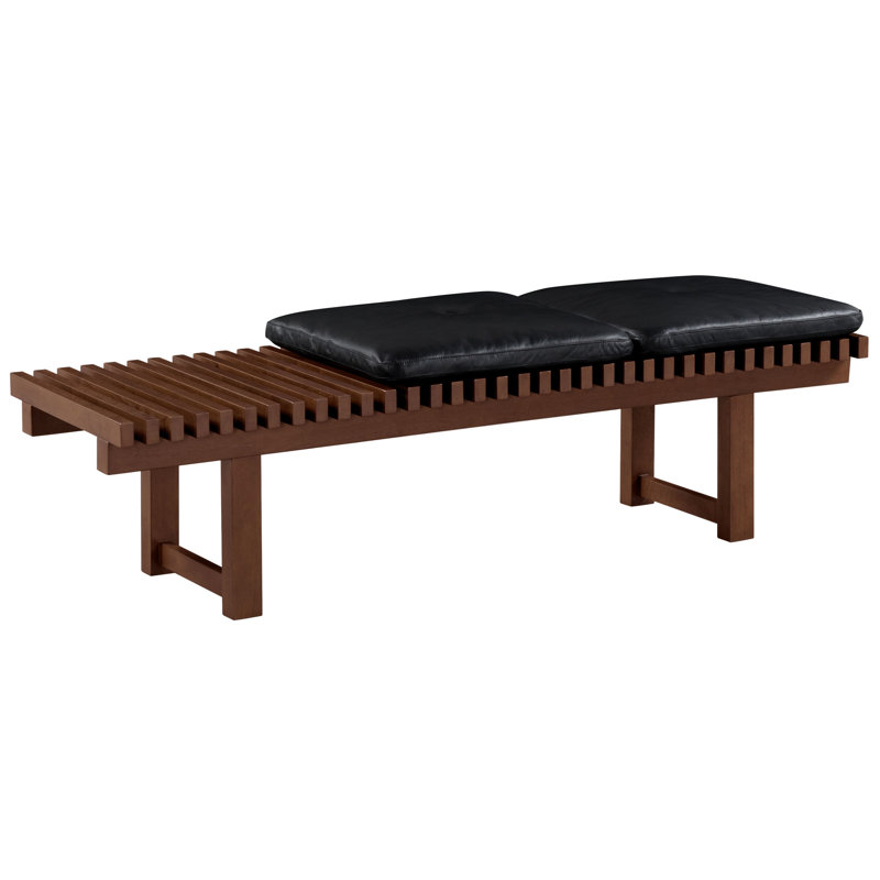 Banc rembourré en cuir véritable Anjalika